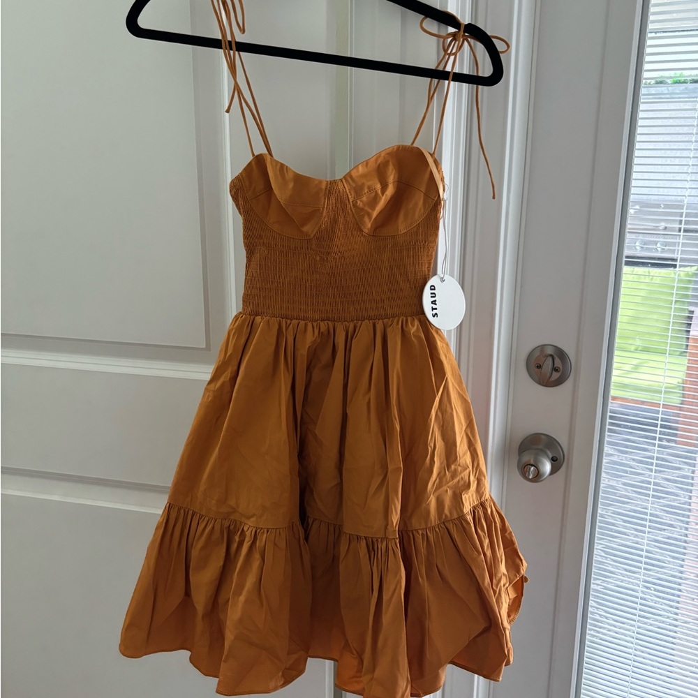 Staud yellow orange NWT mini babydoll dress